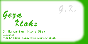 geza klohs business card