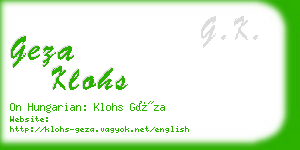 geza klohs business card